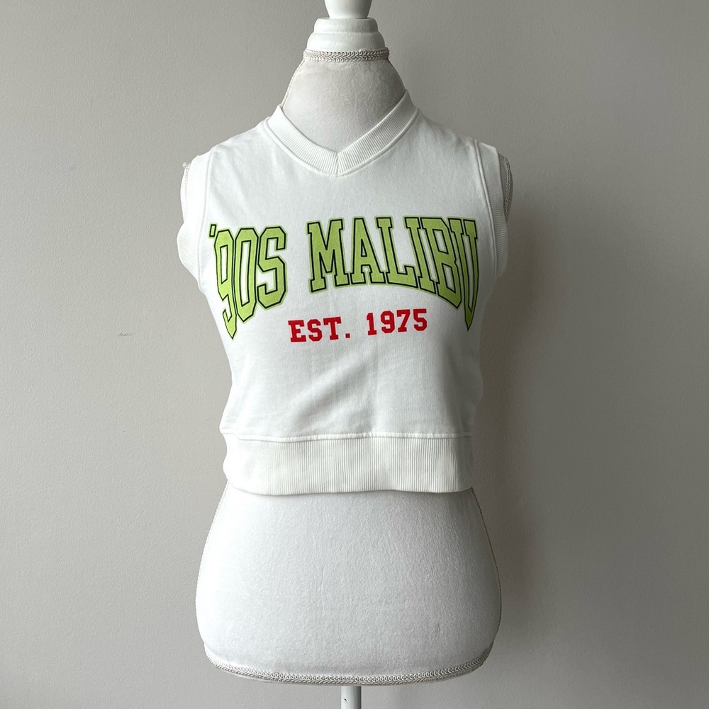 Zara 90’s Malibu Retro Sleeveless Graphic Tank Top Size 9 (Juniors) - Picture 4 of 6
